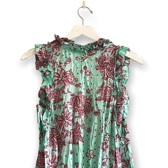 NWT  Poupette St Barth Triny Floral Mini dress, Size XS, Aqua Grenade - Picture 10 of 16